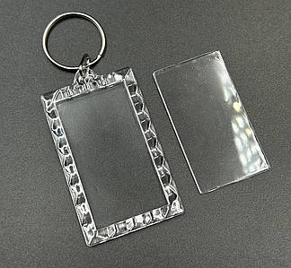 Акриловий брелок / З фотовставкою / З кільцем / Внутрішній - 2,9*3,0 см. / Зовнішній - 3,8*6,2 см / Фігурн №13