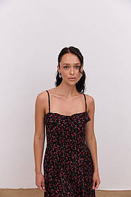 Жіноча довга сукня сарафан міді у квітковий принт