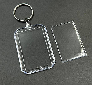 Акриловий брелок / З фотовставкою / З кільцем / Внутрішній -  3,0*4,7 см  / Зовнішній - 4,0*5,7 см. №14