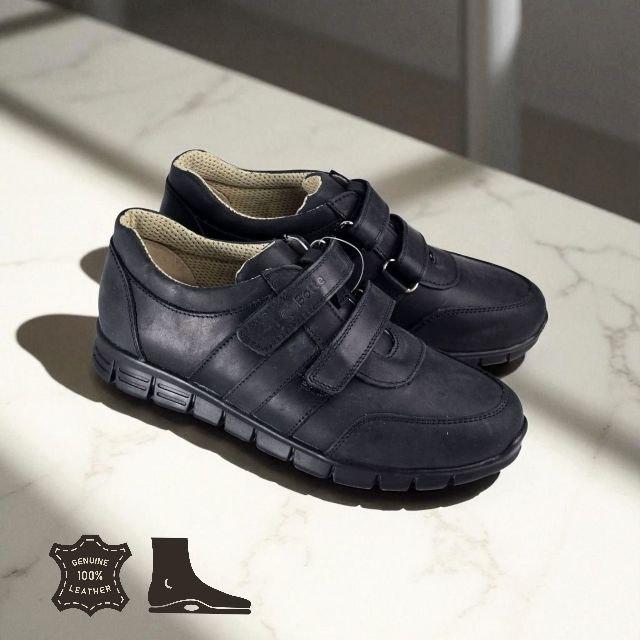 Дитячі чорні ортопедичні підліткові кросівки на липучках з супінатором 36 р, фото 1