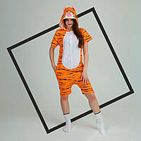 Летний кигуруми Тигр Disney оранжевый с коротким рукавом на пуговицах и с карманами 4004