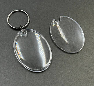 Акриловий брелок / З фотовставкою / З кільцем / Внутрішній - 4,3*3,4 см / Зовнішній - 5,3*3,7 см / Овал №5