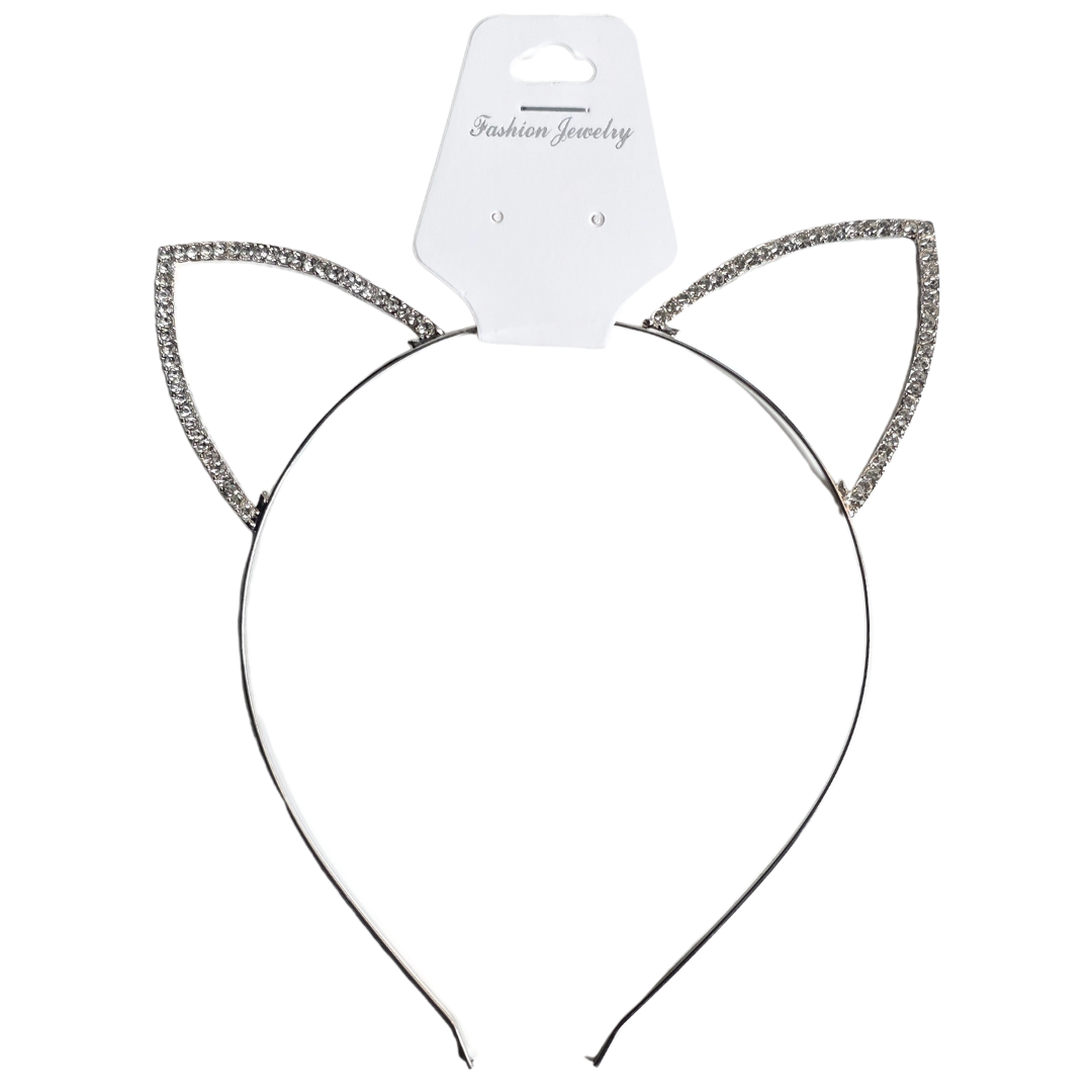 Обідок для волосся Вушки Кішки з камінням STARLOOK сріблясті, фото 1