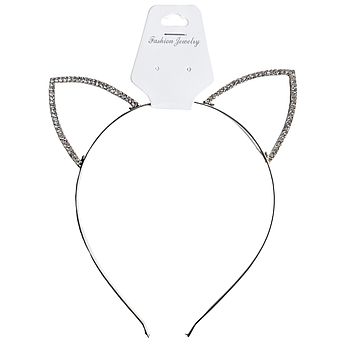 Обідок для волосся Вушки Кішки з камінням STARLOOK сріблясті