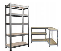 Стелаж металевий 220x90x40, 6 полиць, навантаження, 175кг - на полицю (сірий)