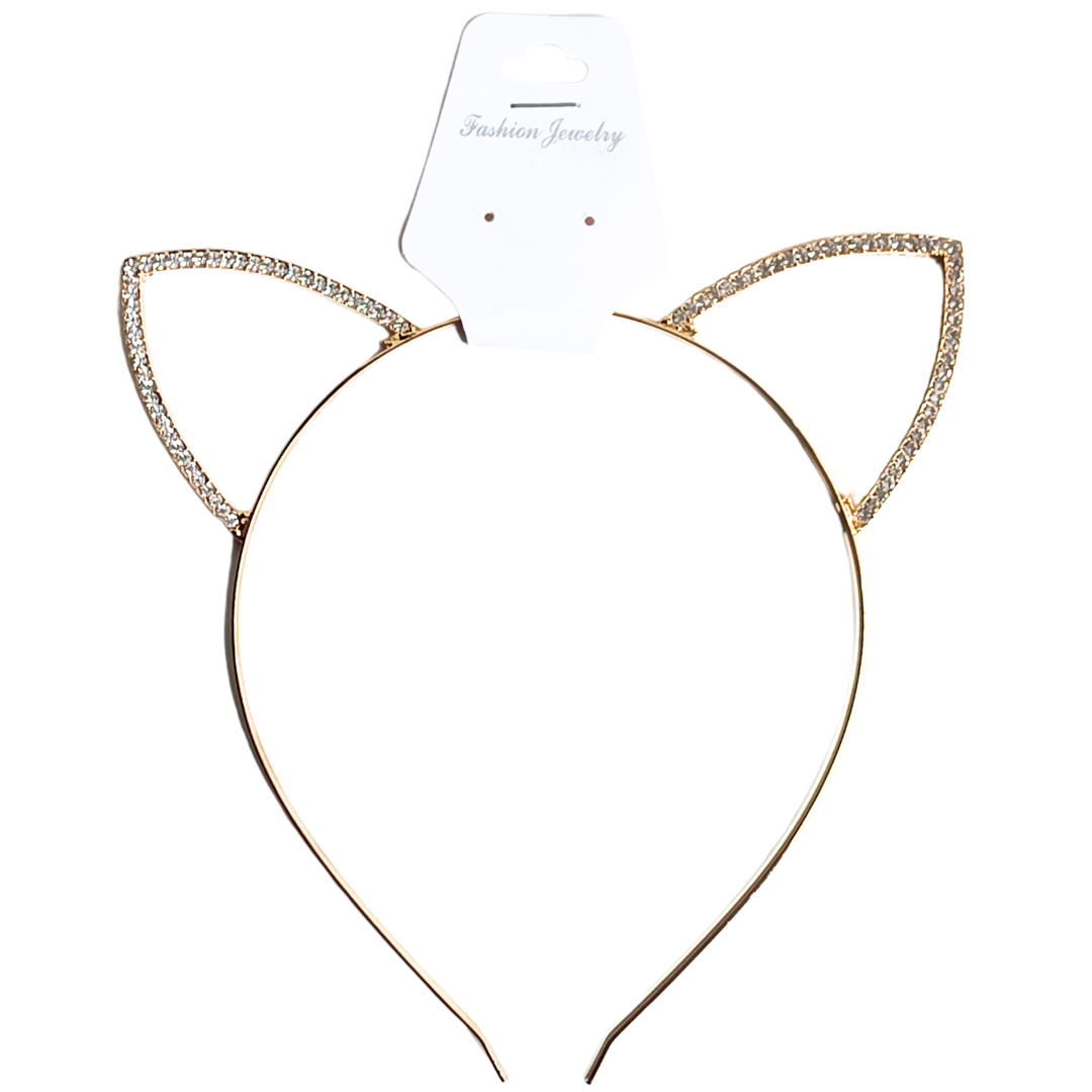 Обідок для волосся Вушки Кішки з камінням STARLOOK золотистий, фото 1