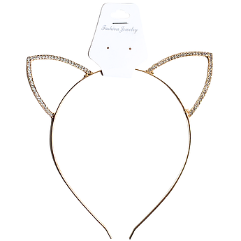 Обідок для волосся Вушки Кішки з камінням STARLOOK золотистий