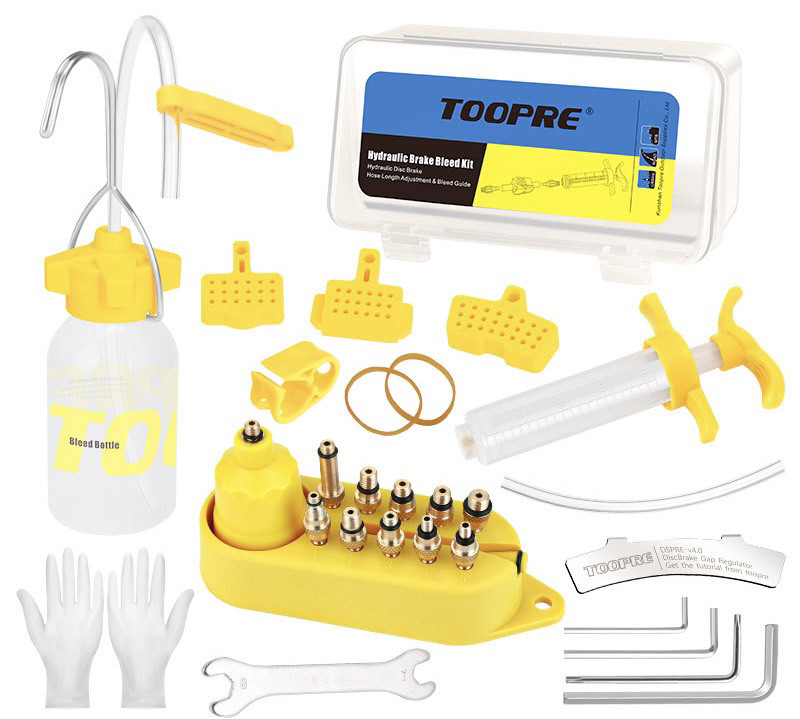 Комплект для прокачування гідравлічних гальм велосипеда TOOPRE з металевимі з'єднувачами, фото 1