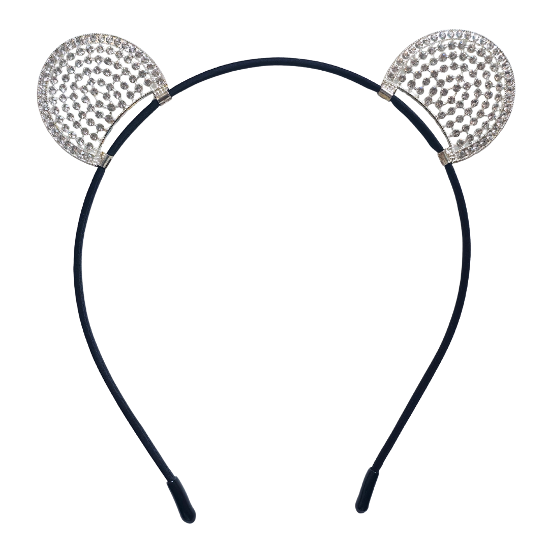 Обідок для волосся Вушка Ведмедика з камінням STARLOOK сріблястий, фото 1