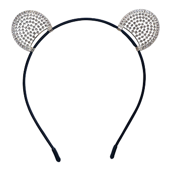 Обідок для волосся Вушка Ведмедика з камінням STARLOOK сріблястий