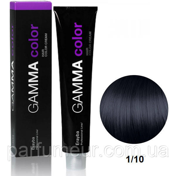 Erayba Gamma Color Стійка крем-фарба для волосся 1/10 синьо-чорний 100 мл, фото 1