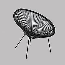 Крісло стілець садове Acapulco зі штучного ротанга до 120 кг зі знімними ніжками Біле Чорний