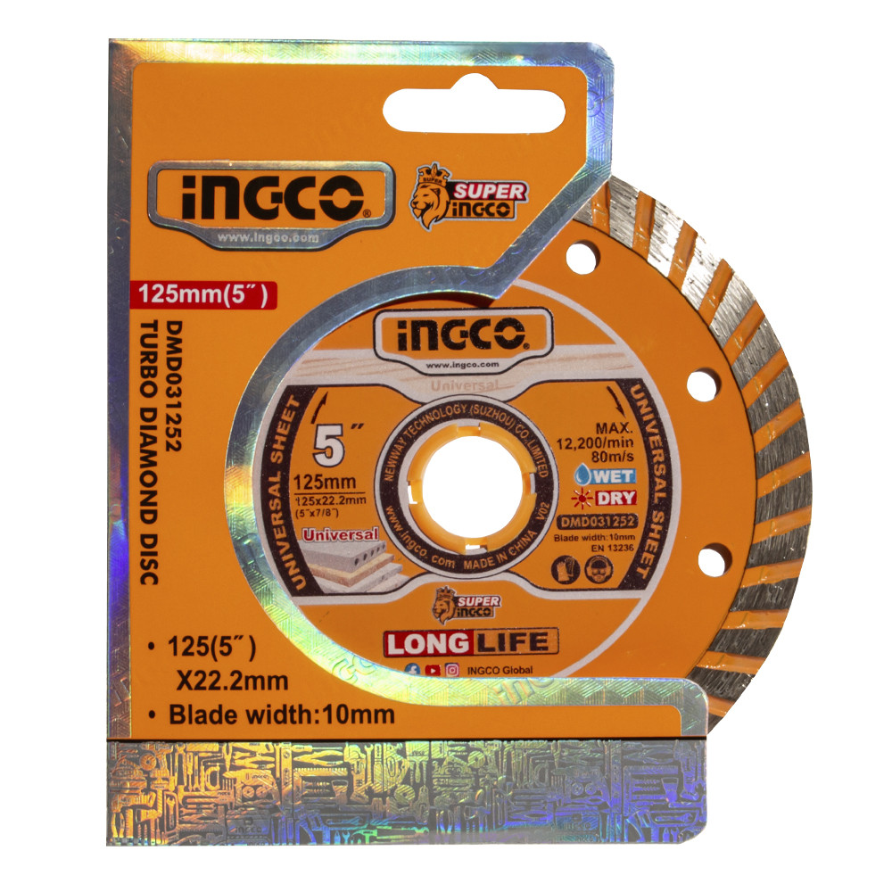 Диск алмазний турбохвиля 125x10x22,2 INGCO