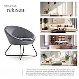 Крісло Centera в стилі сканді (велюр, антрацит), фото 8