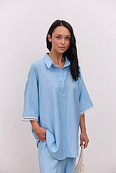 Літній легкий костюм жатка з сорочкою і штанами в різних кольорах