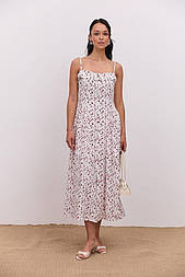 Ніжне жіноче довге плаття сарафан міді у квітковий принт