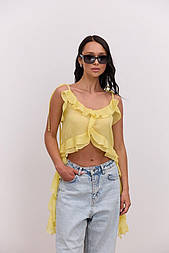 Жіночий стильний топ із подовженими рюшами медузи в різних кольорах