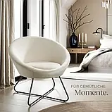 Крісло з округлою суцільною спинкою Centera в стилі сканді (велюр, бежеве), фото 7