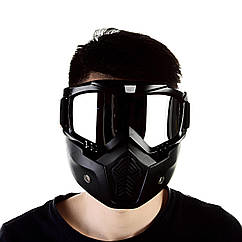 Мотоциклетна маска-окуляри RESTEQ срібляста — захисна трансформована маска для квадроцикла, велосипеда, моноколеса, лиж і