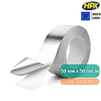 Скотч алюмінієвий високотемпературний монтажний HPX 40 мікронів 50 мм х 50 м, Стрічка алюмінієва термостійка герметизувальна120 °C
