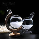 Барометр Штормгласс RESTEQ великий глобус, крапля Storm Glass на скляній підставці, декоративний та метеорологічний прилад для, фото 2