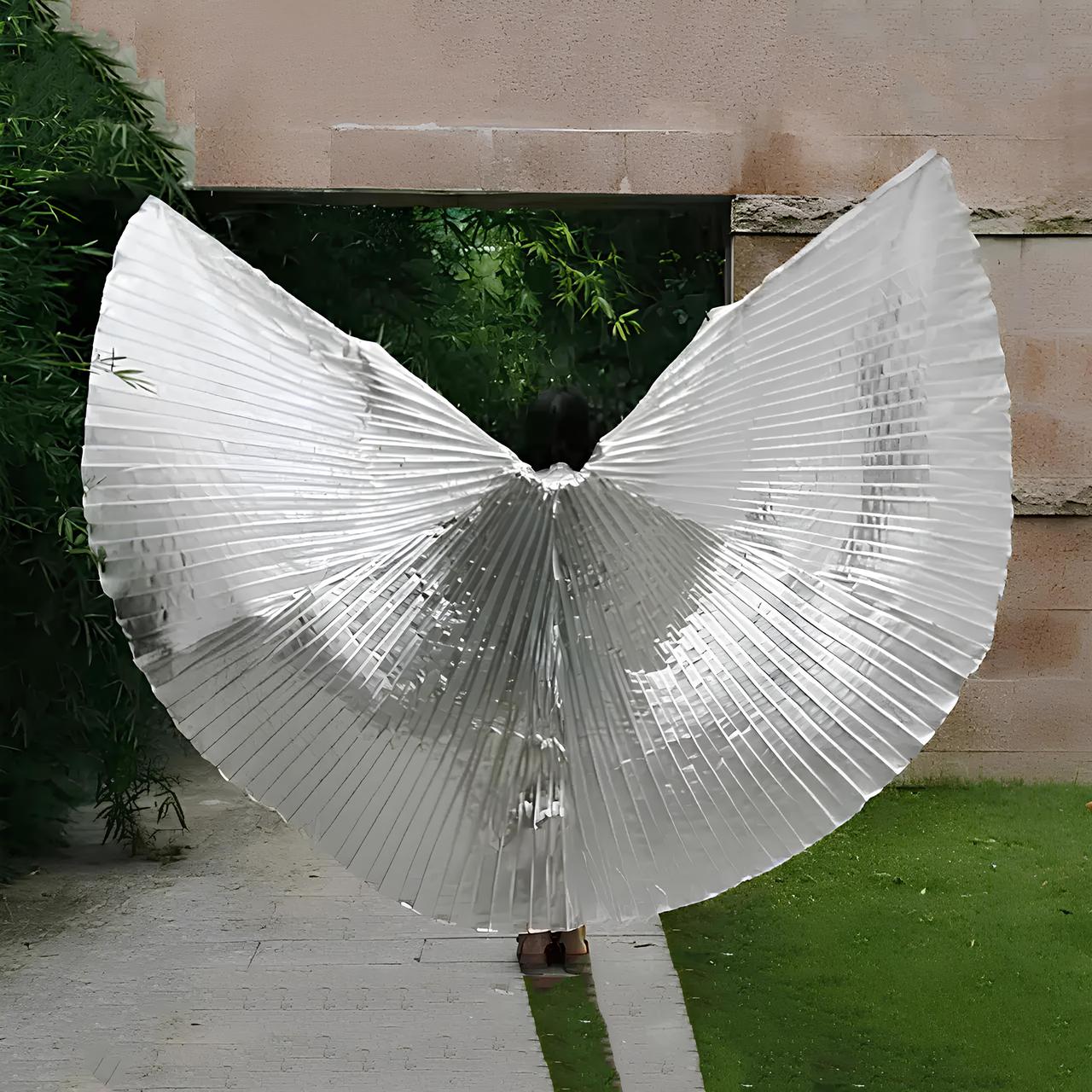 Красиві великі сріблясті крила RESTEQ — елегантні крила для вечірок, шоу та танцювальних виступів, легкі та ефектні аксесуари для, фото 1