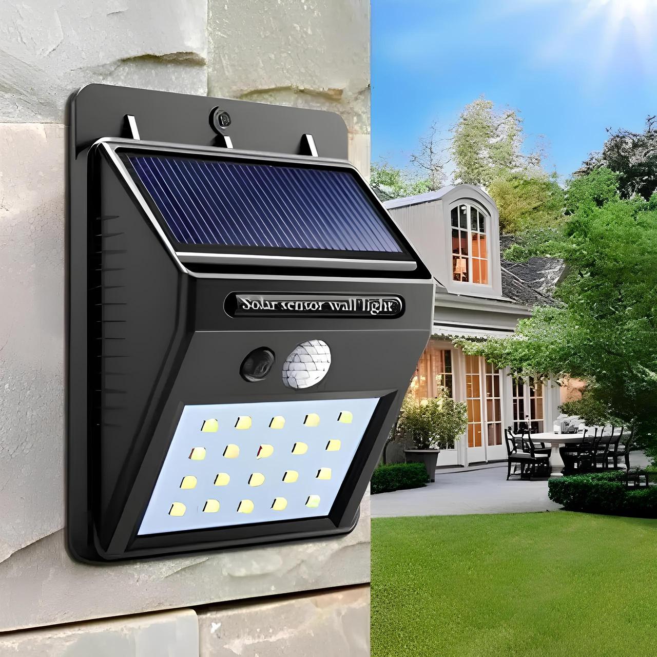 Світильник на сонячній батареї Solar Powered LED Wall Light з датчиком освітленості. PIR sensor, фото 1