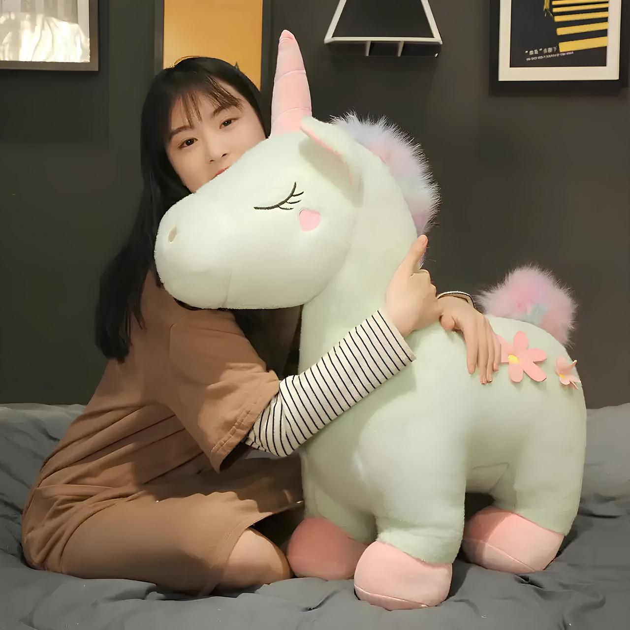 Білий єдиноріг RESTEQ 70 см велика м'яка іграшка для дітей з нижнім плюшевим покриттям, фото 1