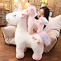 Білий єдиноріг RESTEQ 70 см велика м'яка іграшка для дітей з нижнім плюшевим покриттям, фото 3