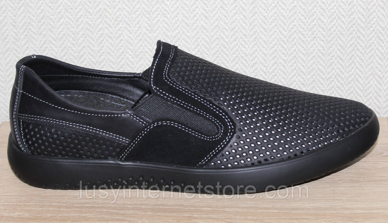 Чоловічі літні чорні туфлі від виробника модель ИШ25-Л81-1, фото 1