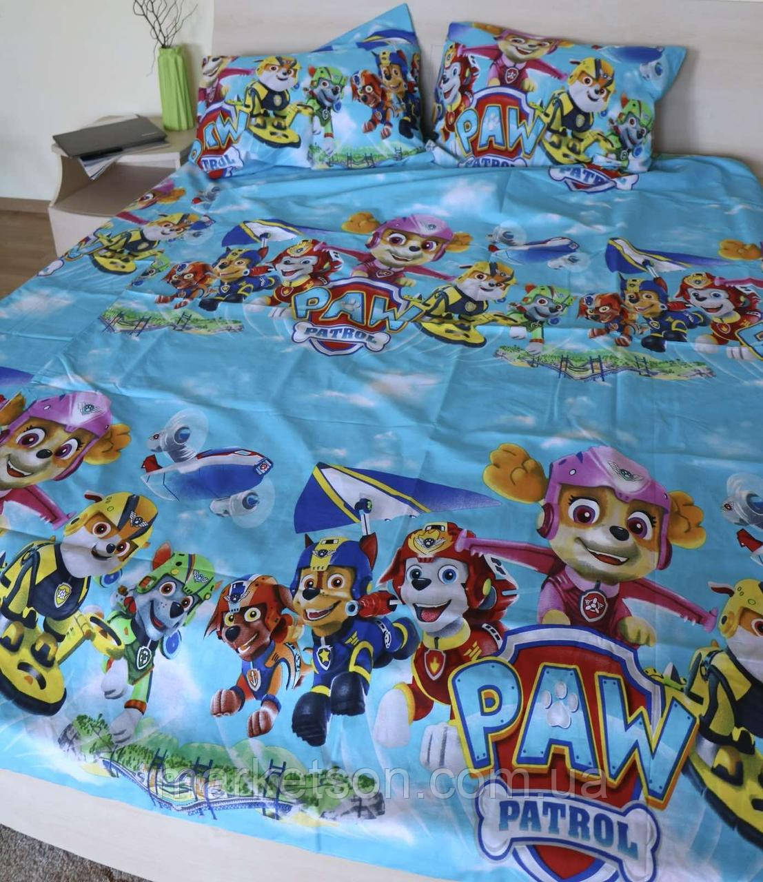Дитяча полуторна постільна білизна Щенячий Патруль