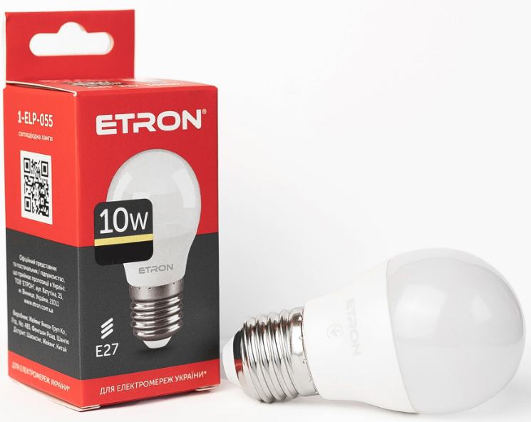 Лампа "Etron Light Power" LED 1-ELP-055 G45 10Вт. 3000K E27(10), фото 1