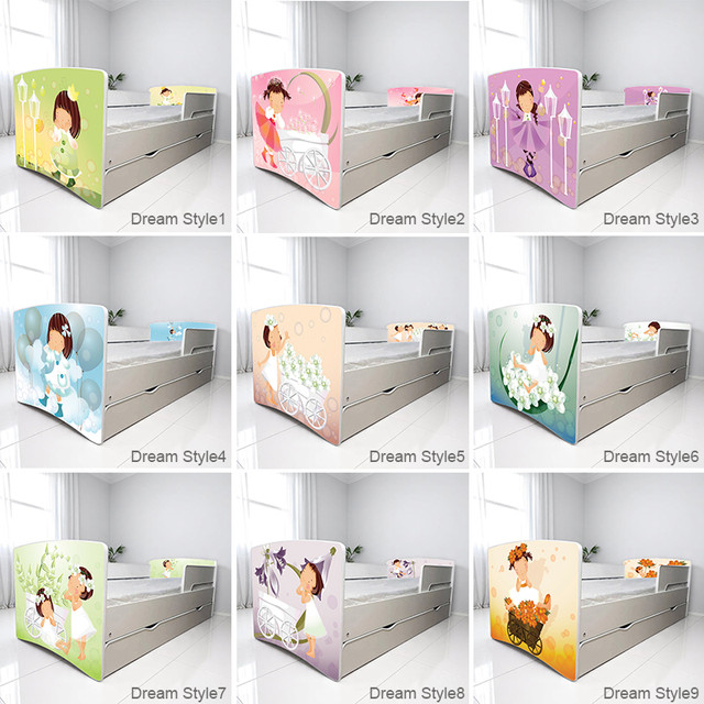 Дитяче ліжко з шухлядою, ліжко для дівчинки на ламелях з бортиком Дрема