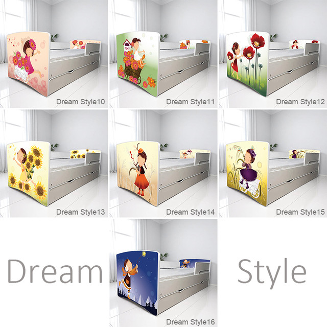 Дитяче ліжко з шухлядою, ліжко для дівчинки на ламелях з бортиком Дрема