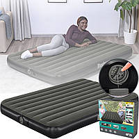 Надувний комфортний велюровий матрац Bestway 6716S Чорний 152x203x25 см Двоспальний велюровий матрац