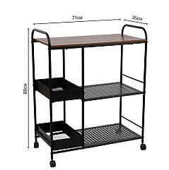 Стелаж поличка для взуття металева (3 полички) на колесах  88х36х71 см