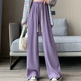 Жіночі брюки фіолетові легкі повсякденні прямі широкі штани M 38