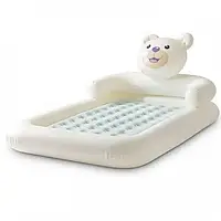 Дитяче одномісне надувне ліжко з бортиками Ведмедик Intex 66814 з насосом 178x114x71 см Білий