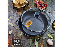 Каструля 5л чавунна лита з скляною кришкою Т403С3Ук ТМ SNT