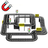 Магнітний конструктор дорожній набір з іграшками, машинками і блоками для дітей 82 Деталі + машинка