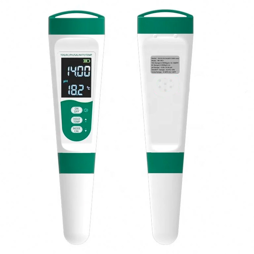 Тестер якості води 5в1, діапазон від 0 до 10000 мкСм/м з функцією автоматичного калібрування, фото 1