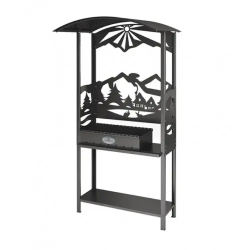 Мангал з навісом та нижньою полицею, бічним столиком Лісова природа VESUVI, 113×71×207,5 см, фото 1