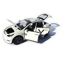 Машинка метал Tesla model Y електрокар біла Тесла 1:24 відкр двері баг капот звук світло 19*6,5*8,5см (EL 81244), фото 6