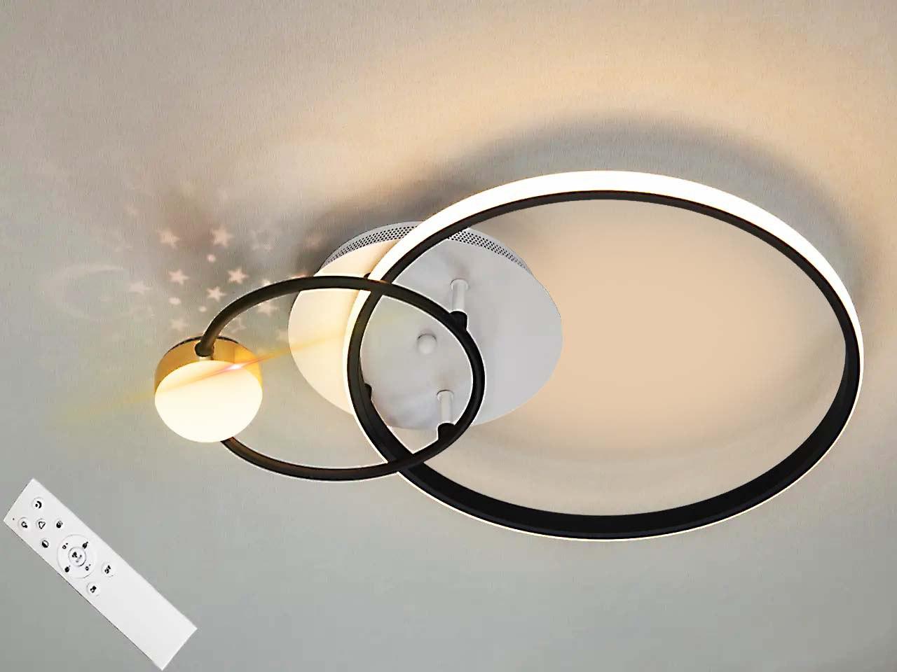 Стельова світлодіодна люстра кільця з пультом, 35Вт, білий+чорний, фото 1
