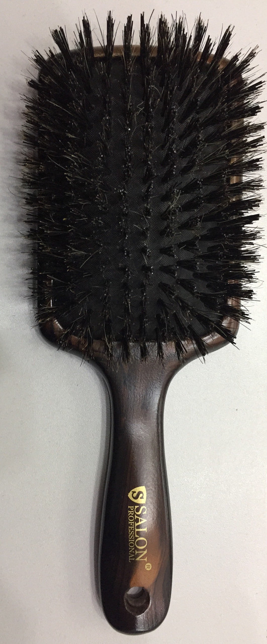 Деревянная массажная щетка с натуральной щетиной Salon Professional ...