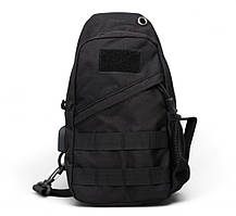 Чоловічий рюкзак невеликий чорного кольору на одне плече (50433)