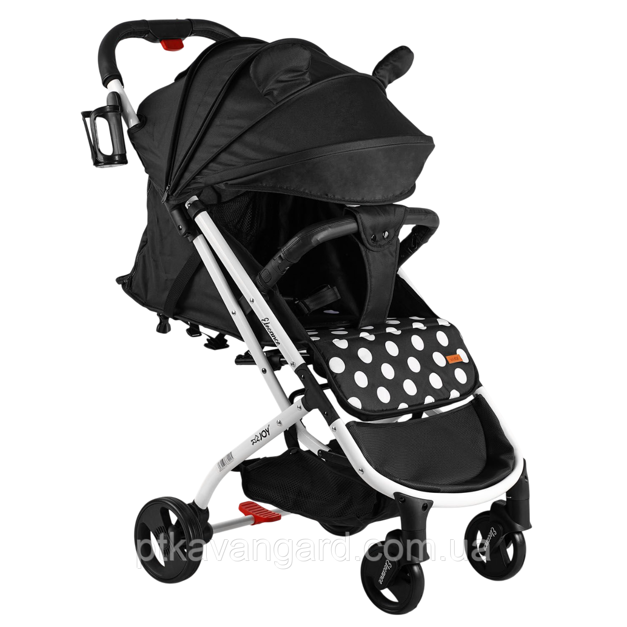 Детская прогулочная коляска JOY Микки Маус (с ушками, телескопическая ручка, футкавер, складная) черный - фото 1 - id-p2658562343