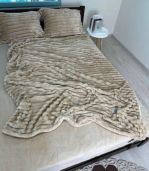 Велюрова постільна білизна Шарпей королівський Півтораспальний Світлий Бежевий, фото 2