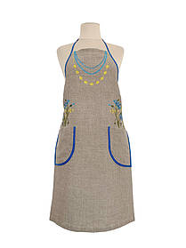 Вишитий кухонний фартух  "Намисто-волошки" 100% льон