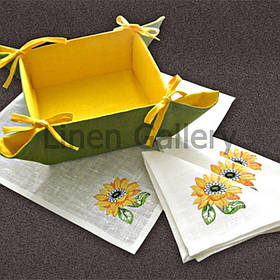 Цукерниця-хлібниця "Соняхи" + 4 серветки білого кольору